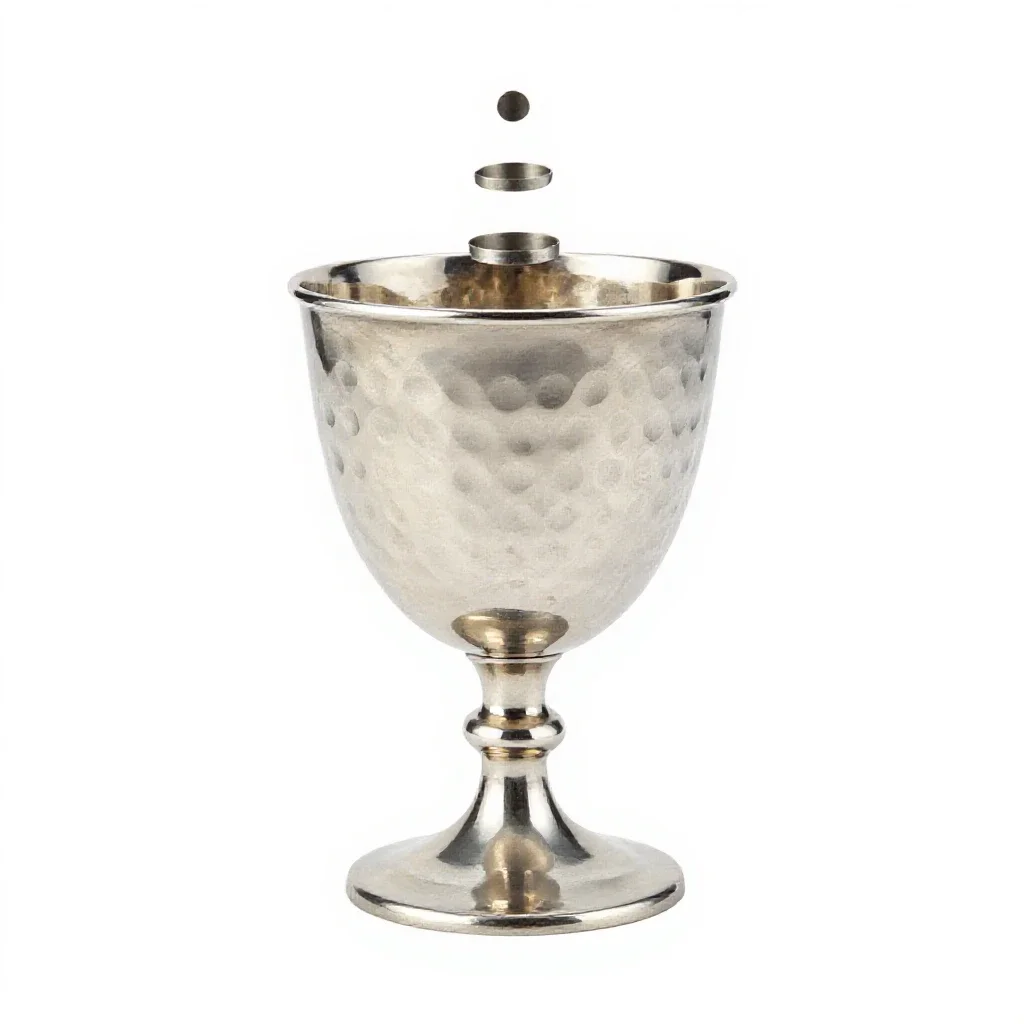 Goblet of hammered silver isolated on a white background