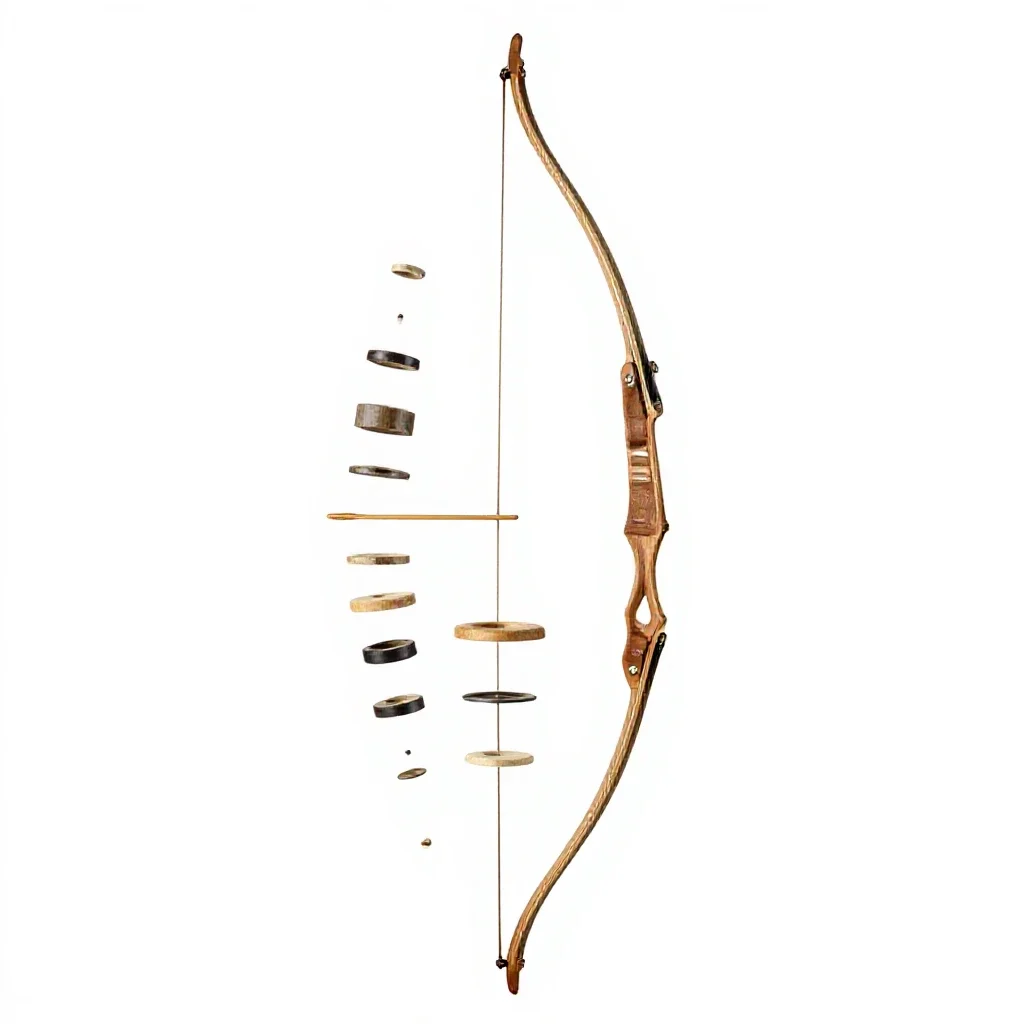 Longbow with a quiver isolated on a white background