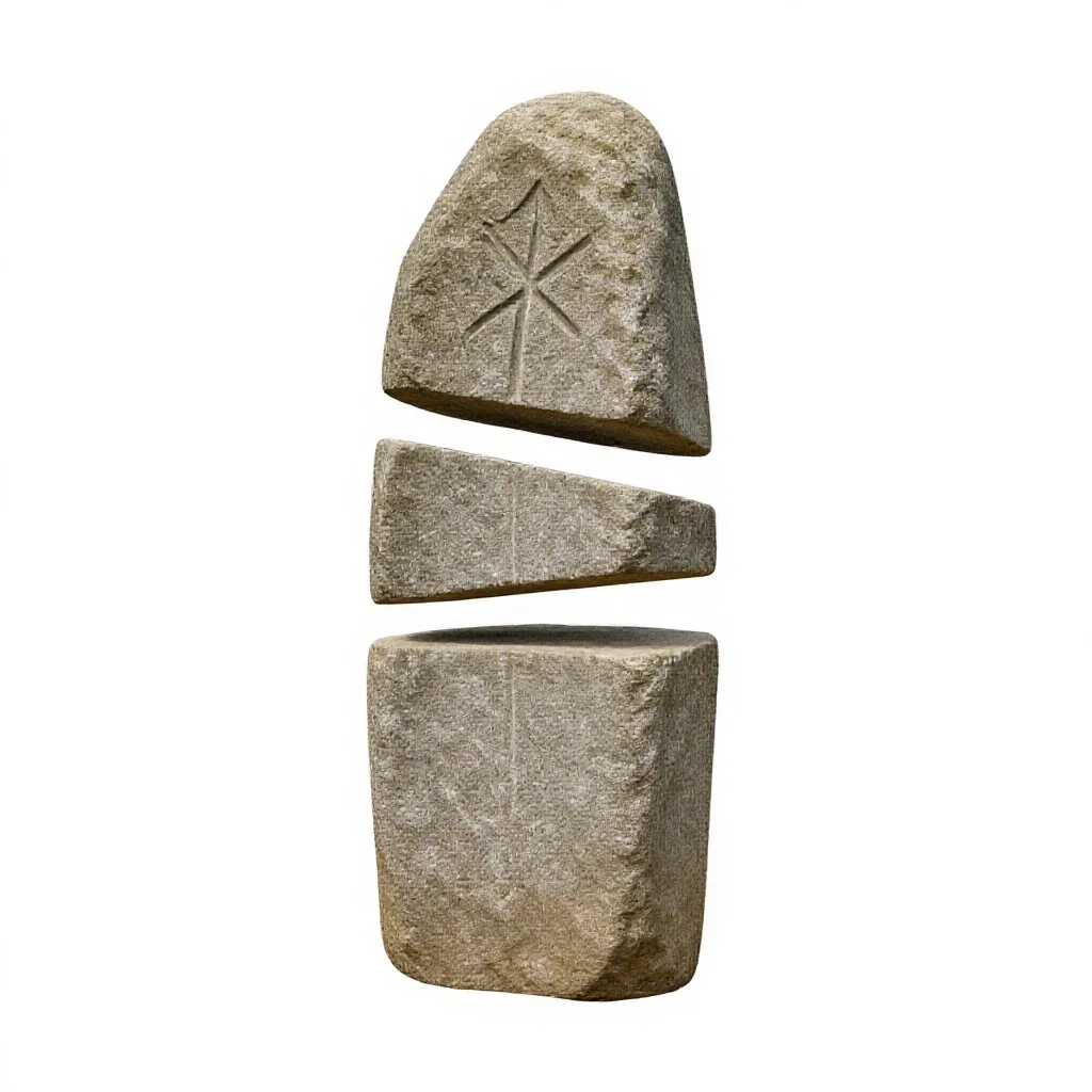 Rune-carved standing stone isolated on a white background