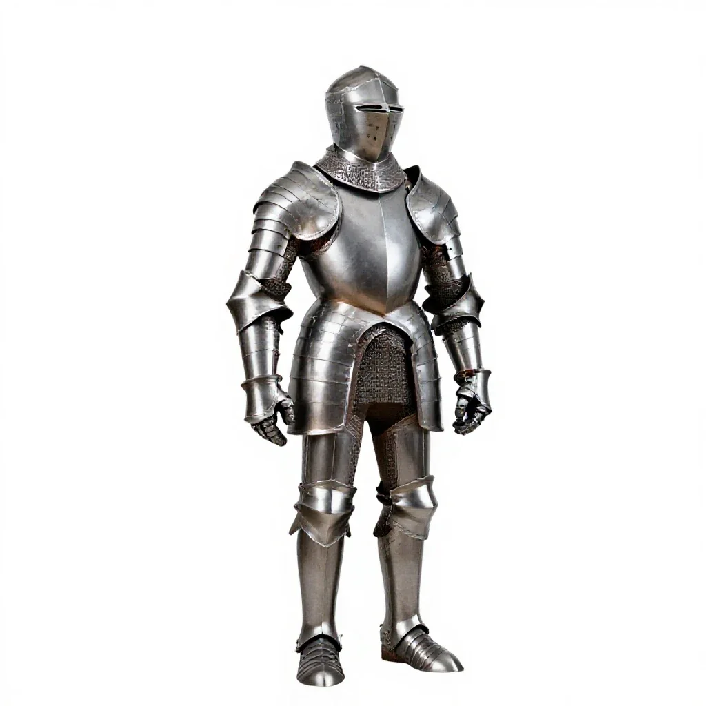 Suit of plate armour isolated on a white background