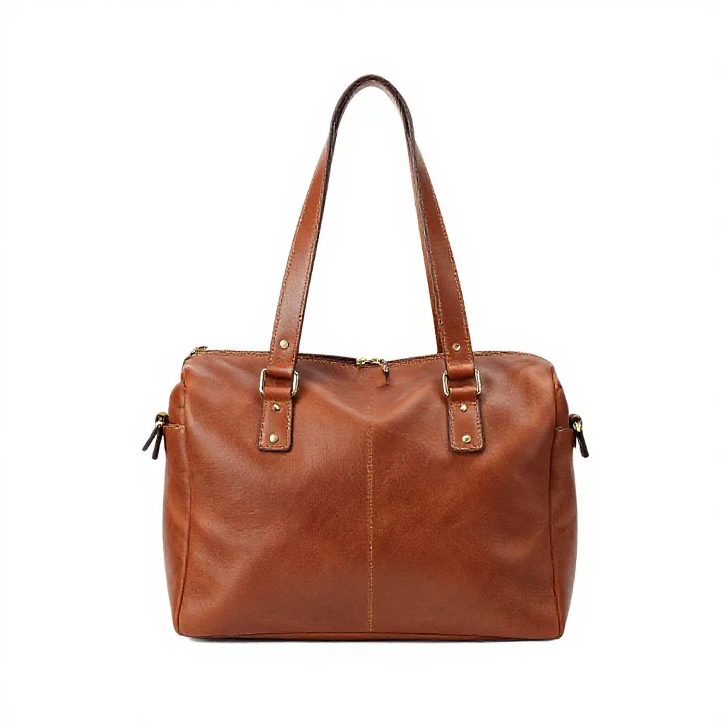 Leather satchel isolated on a white background