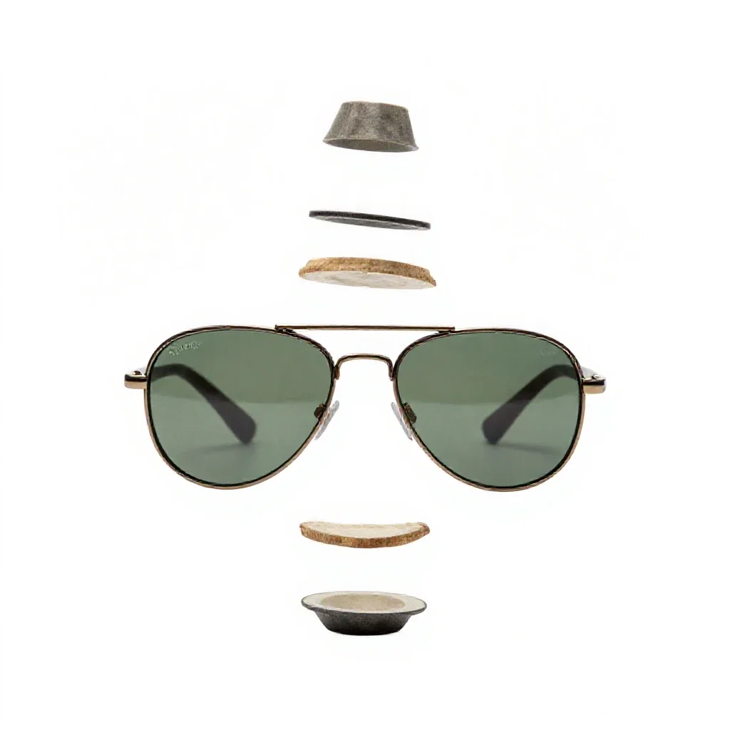 Pair of aviator sunglasses isolated on a white background