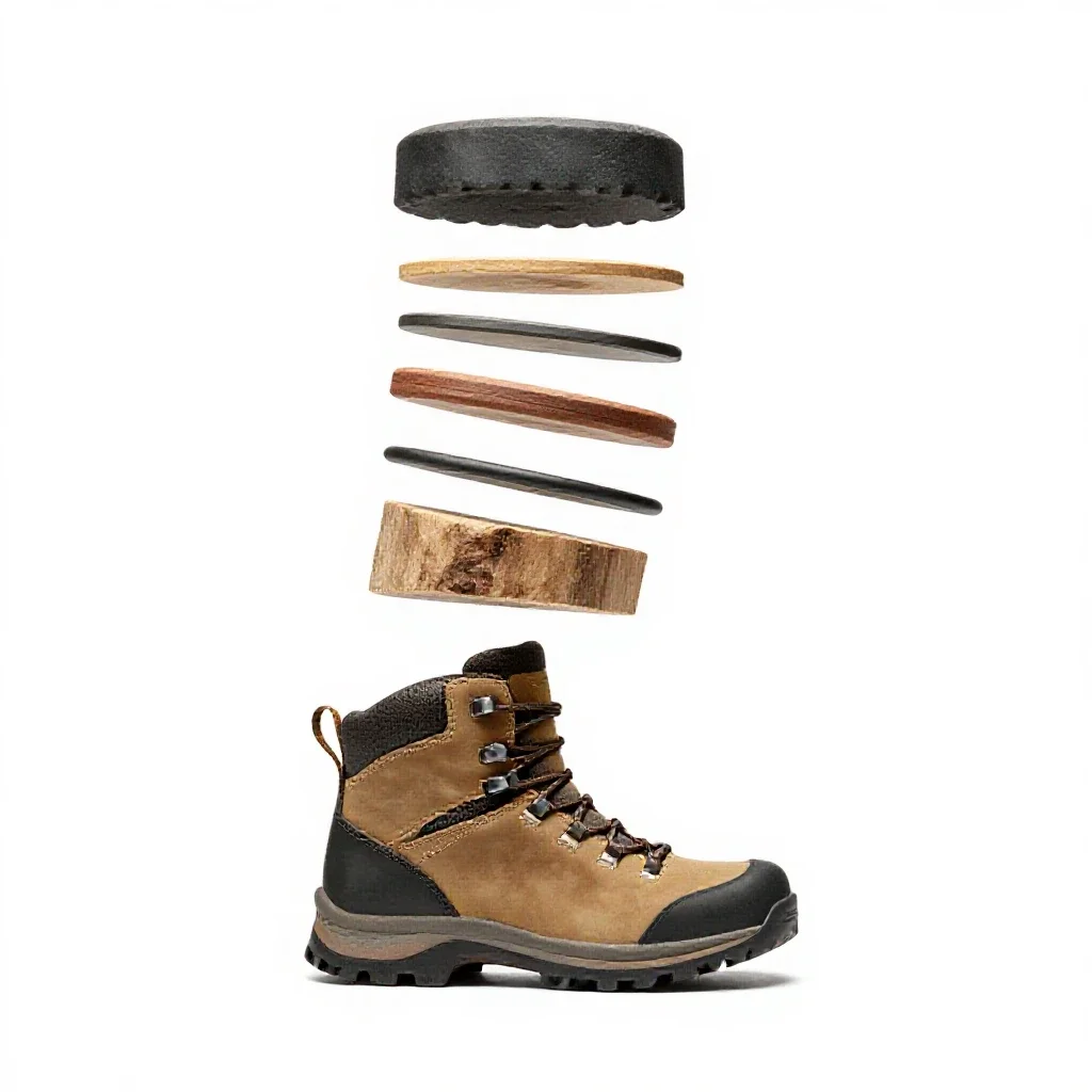 Pair of hiking boots isolated on a white background