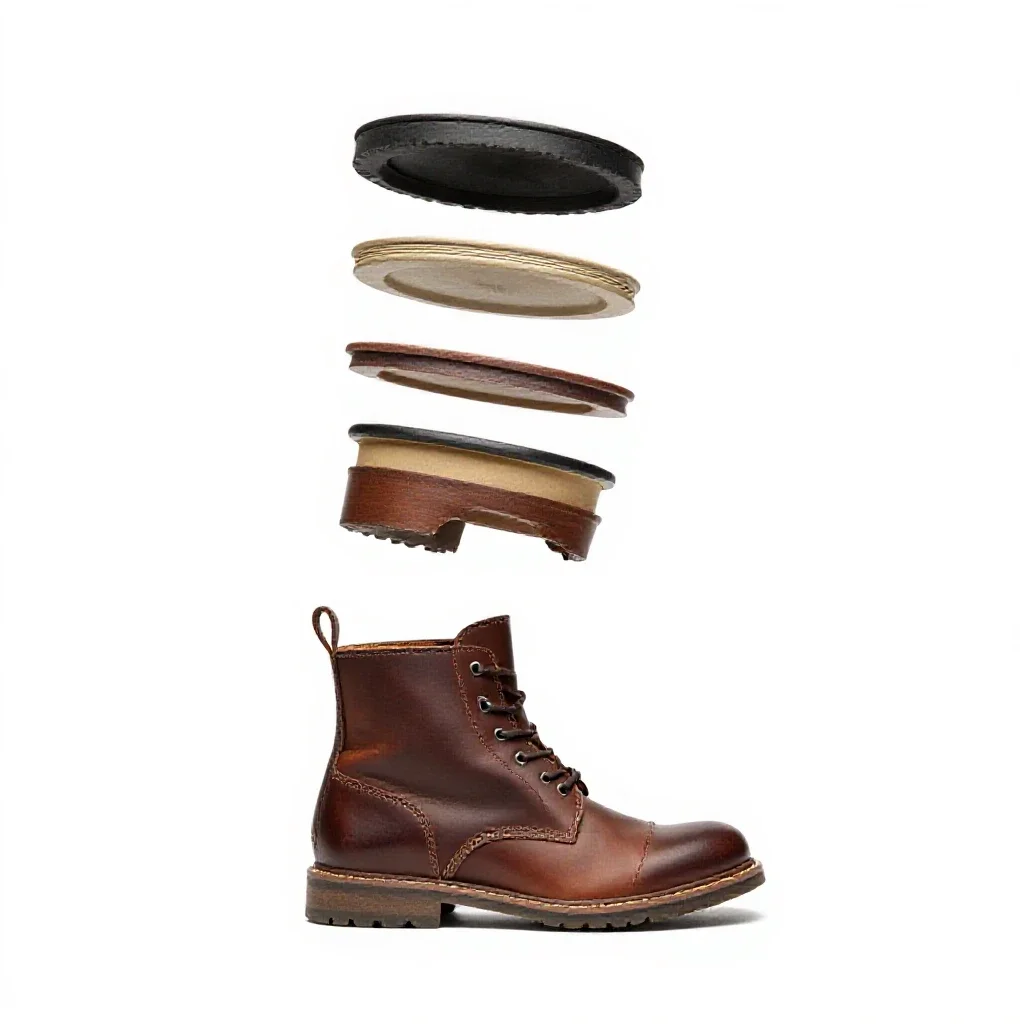 Pair of leather boots isolated on a white background