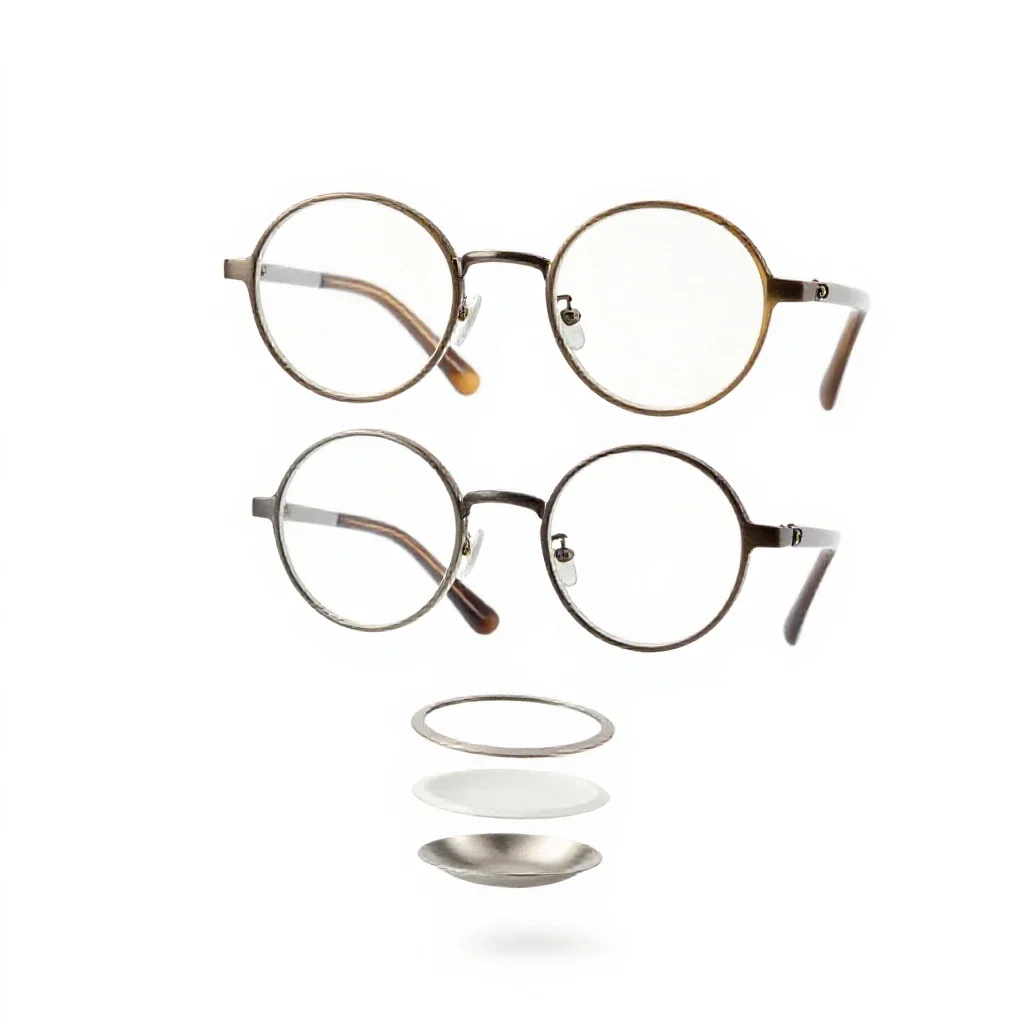 Pair of round spectacles isolated on a white background