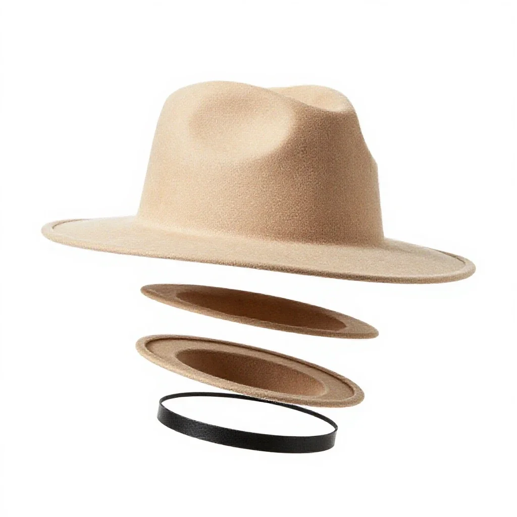Wide-brim felt hat isolated on a white background