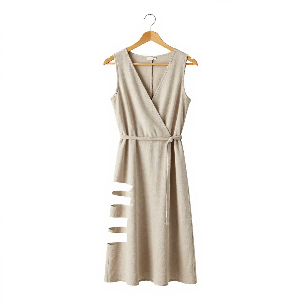 Wrap dress on a hanger isolated on a white background
