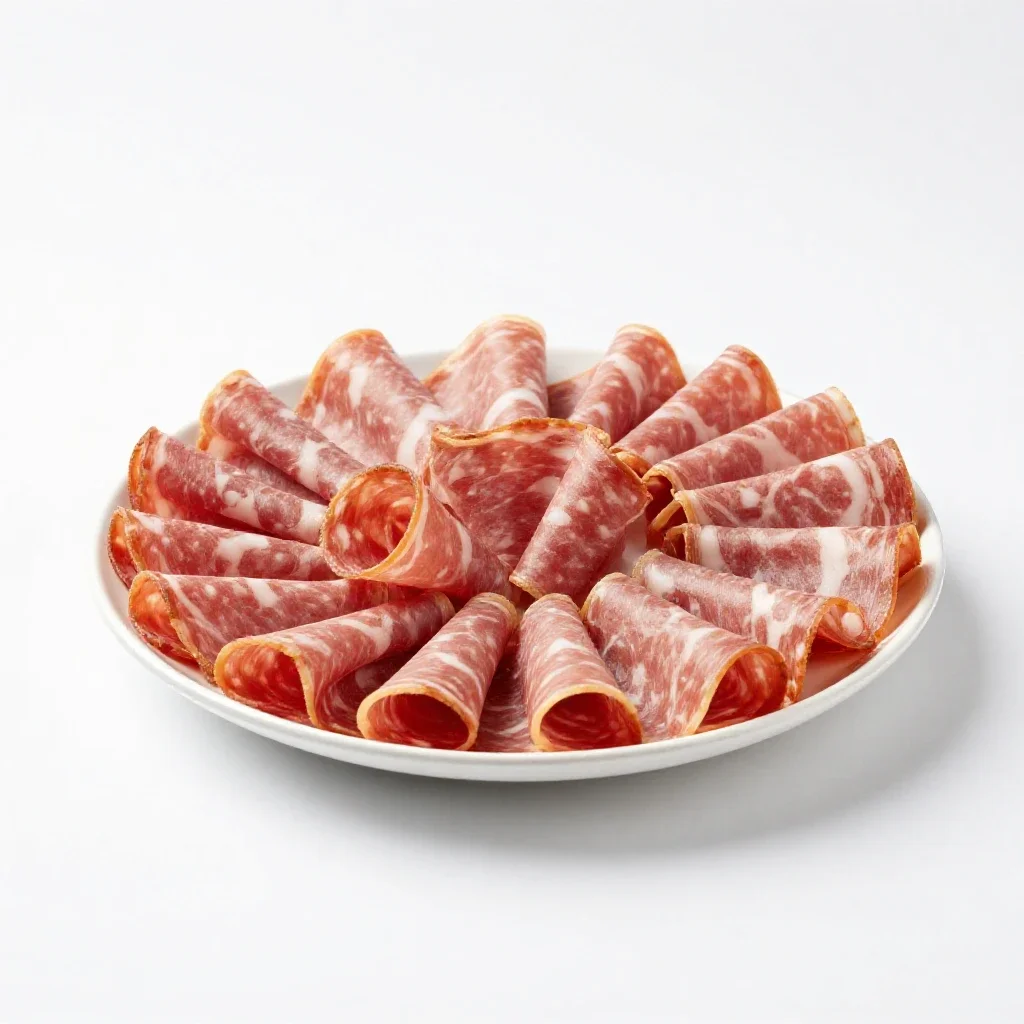 Charcuterie selection isolated on a white background
