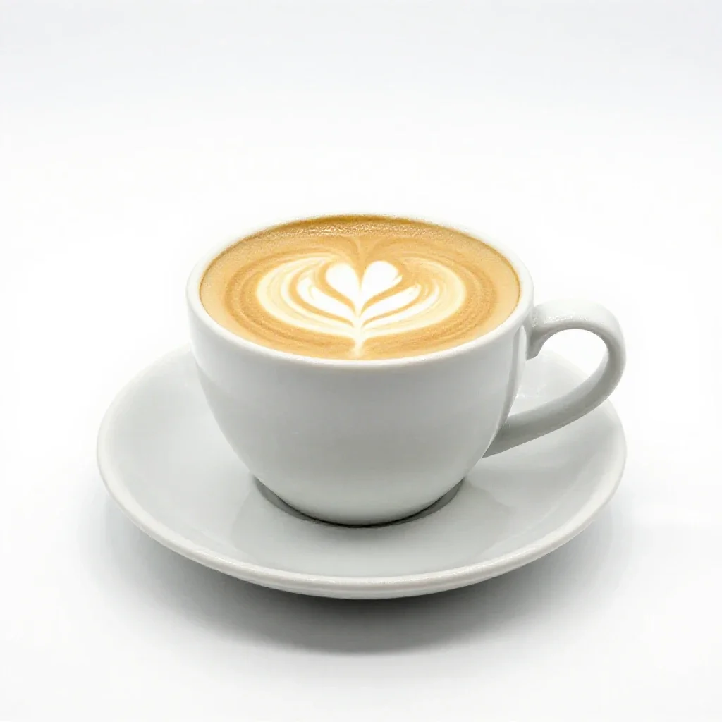 Flat white in a ceramic cup isolated on a white background