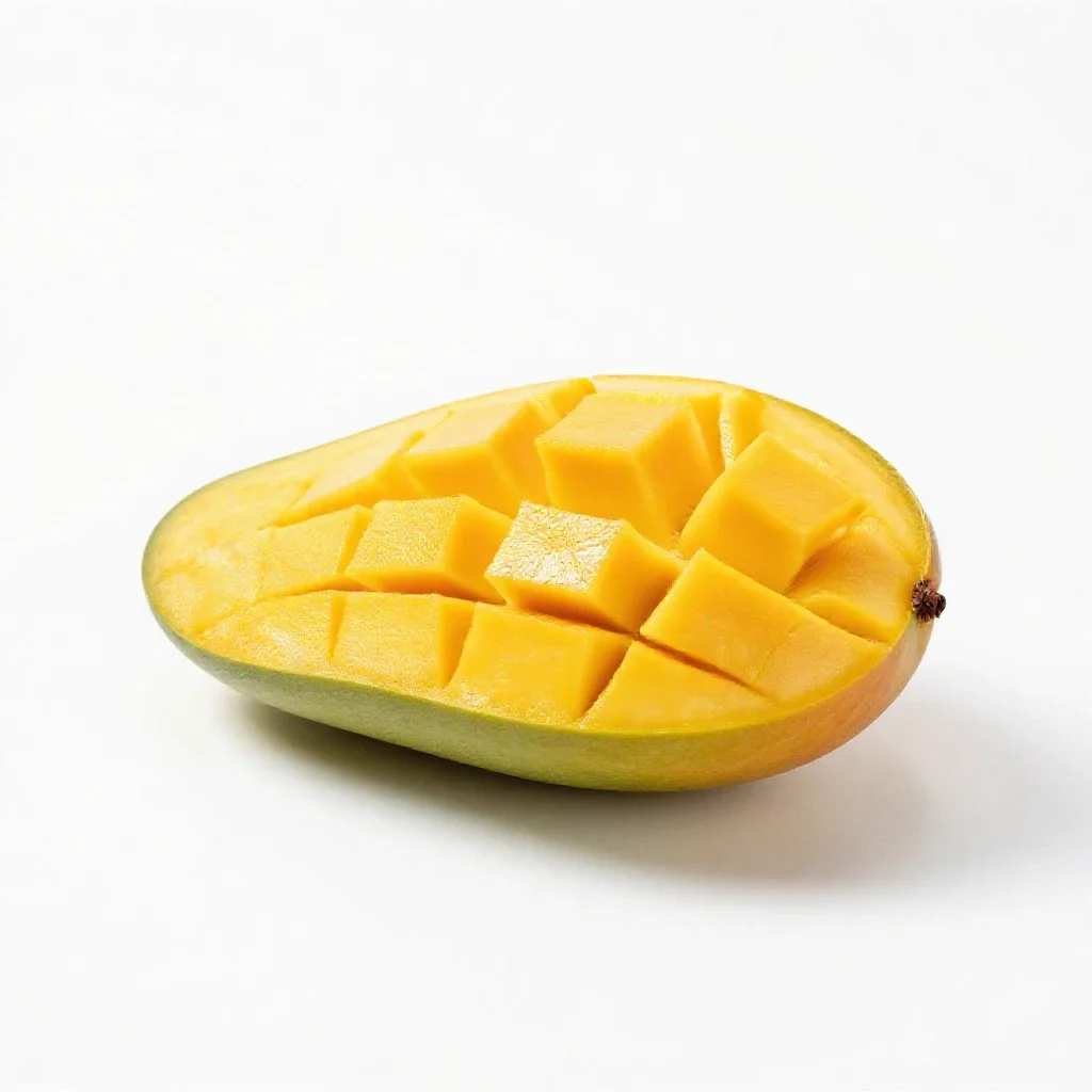 Mango sliced open isolated on a white background