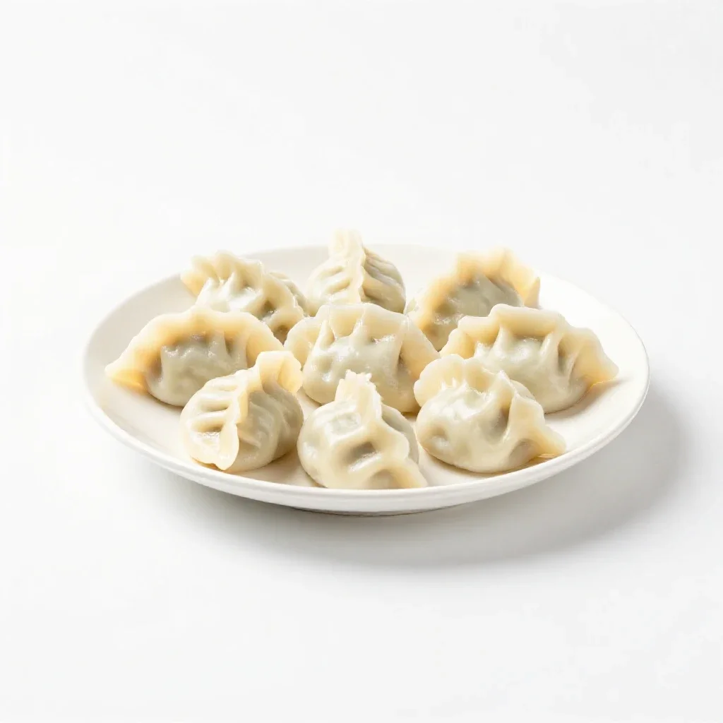 Plate of dumplings isolated on a white background
