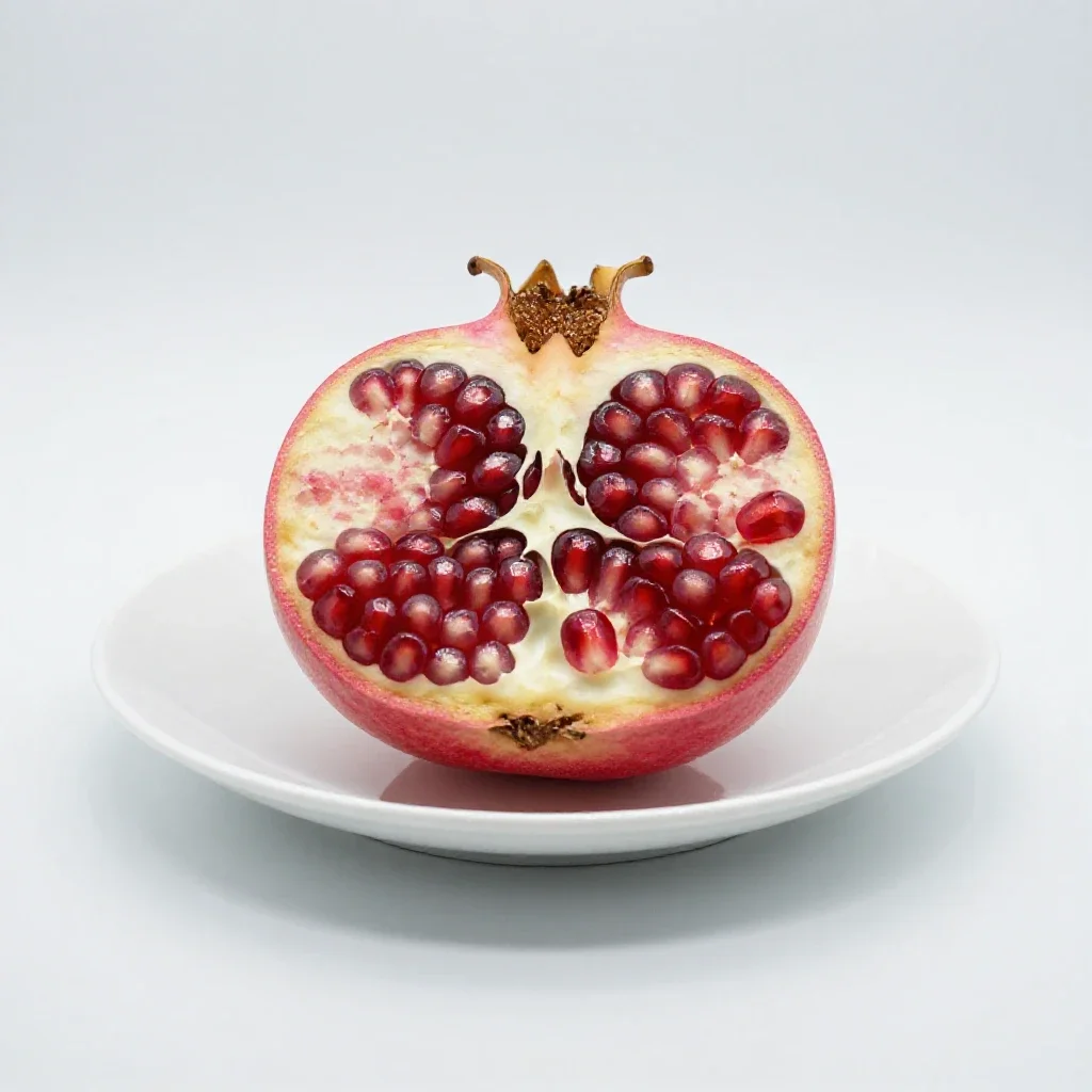 Pomegranate halved isolated on a white background