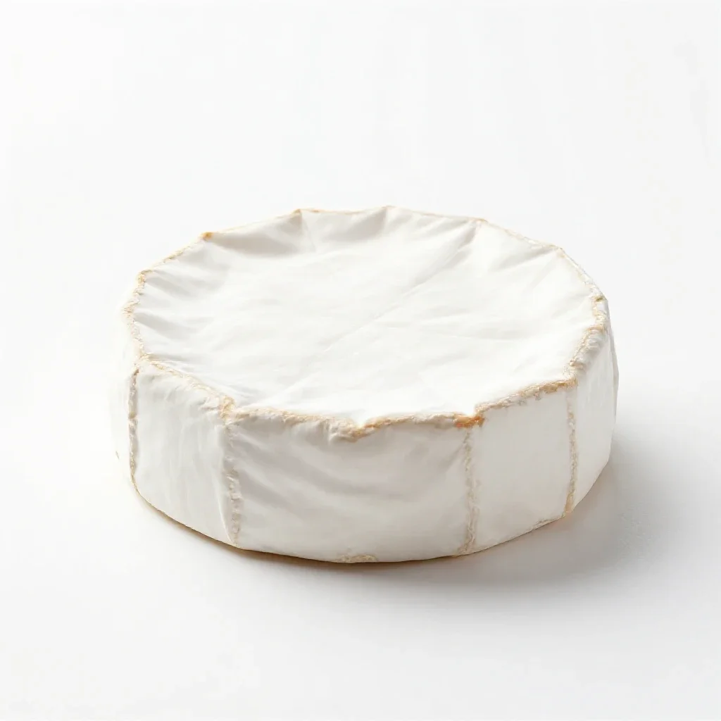 Wheel of brie isolated on a white background
