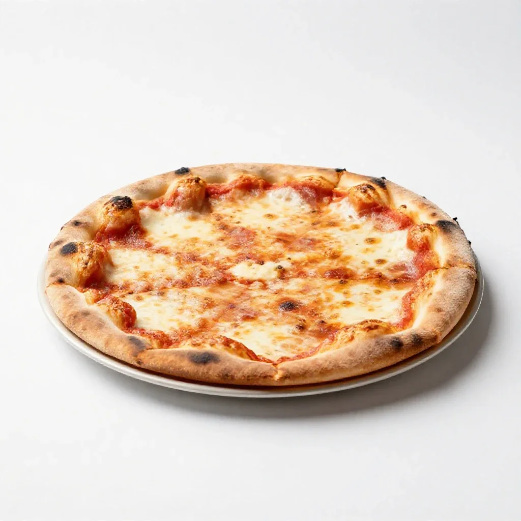 Wood-fired pizza isolated on a white background