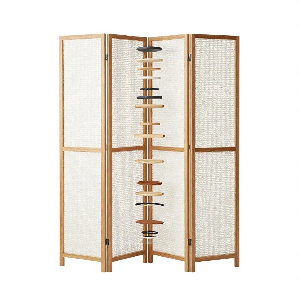 Folding screen room divider isolated on a white background