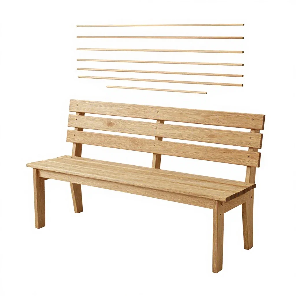 Garden bench with slats isolated on a white background
