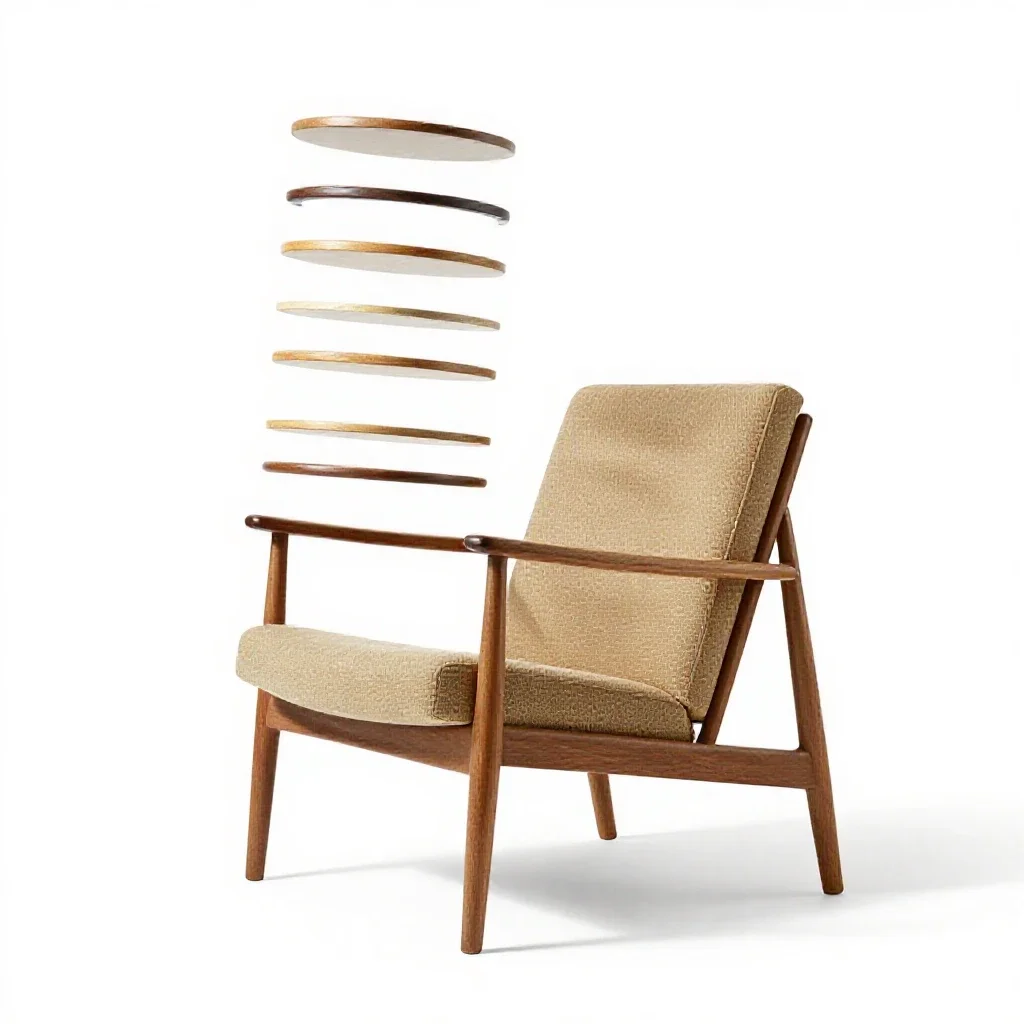 Mid-century lounge chair isolated on a white background