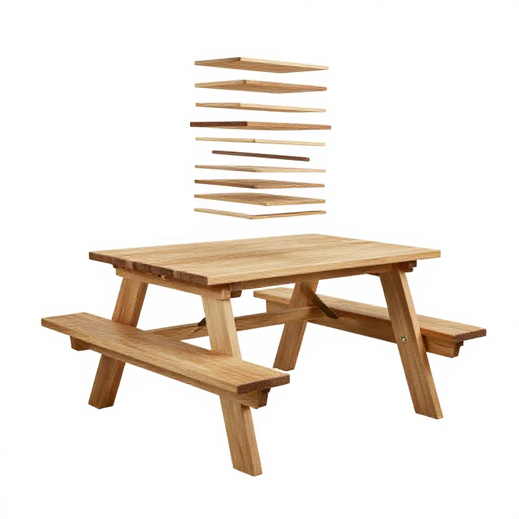 Picnic table isolated on a white background