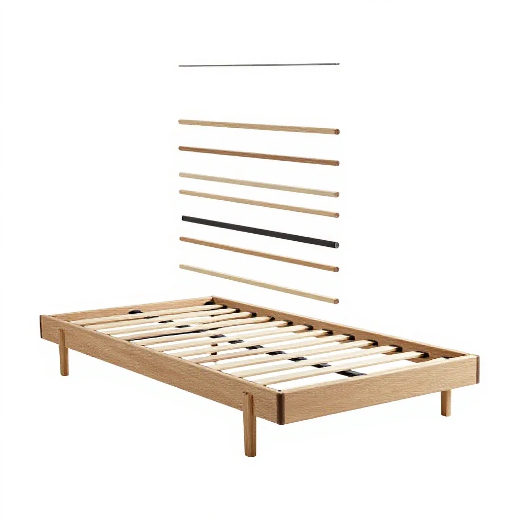 Platform bed frame isolated on a white background
