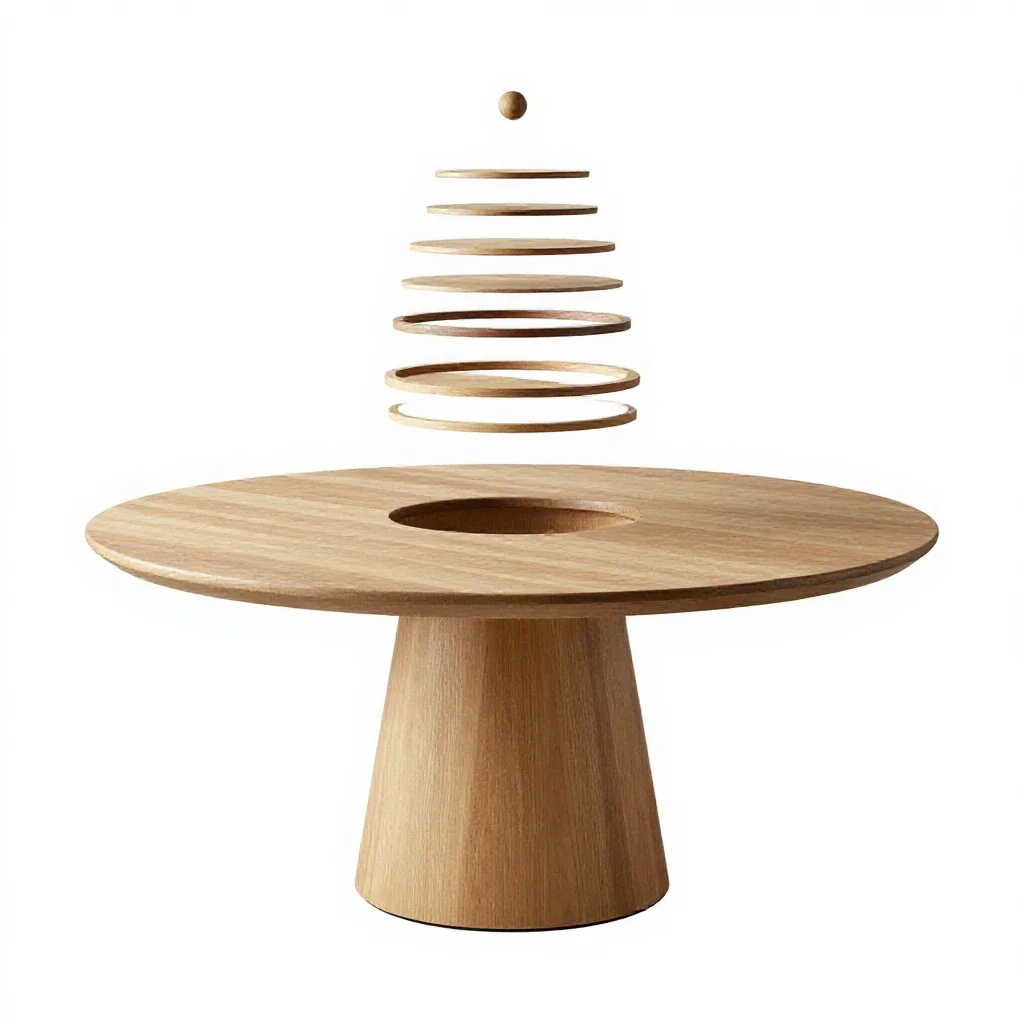 Round pedestal dining table isolated on a white background
