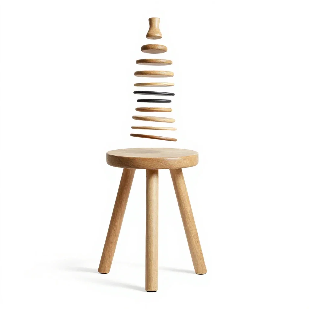 Three-legged stool isolated on a white background
