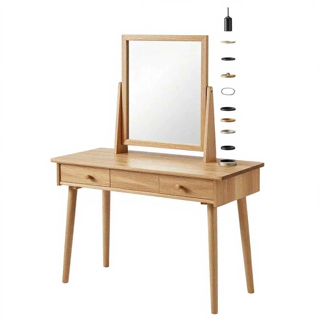 Vanity table with a mirror isolated on a white background