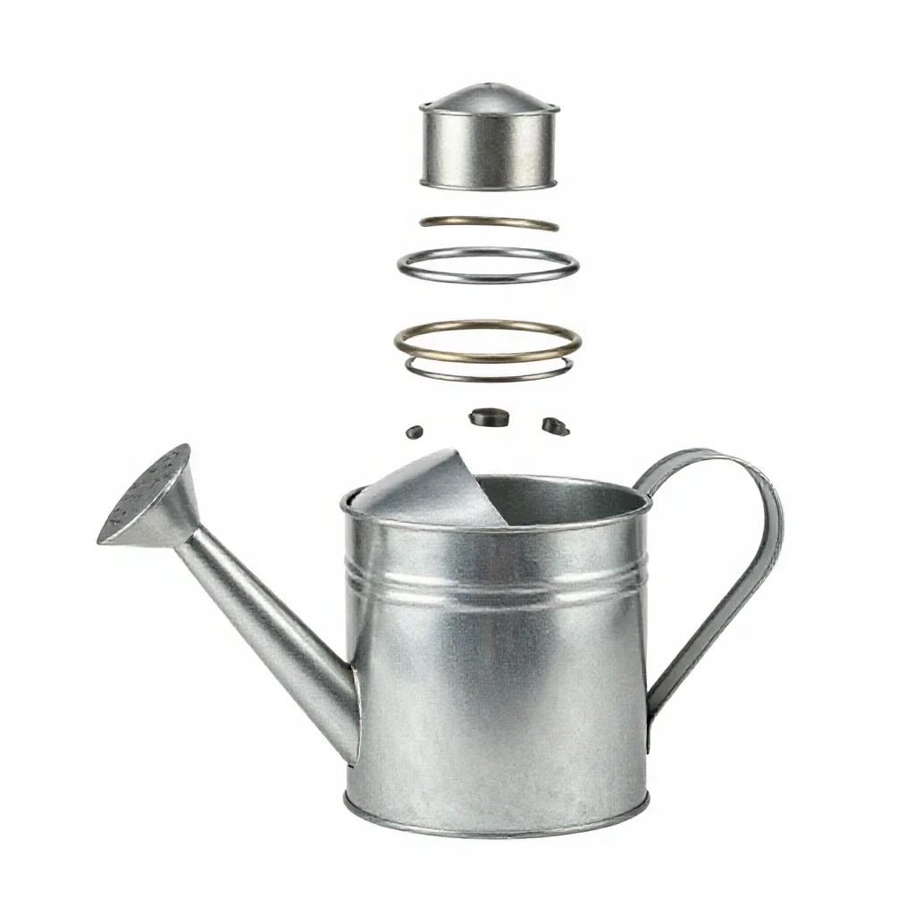 Galvanised watering can isolated on a white background
