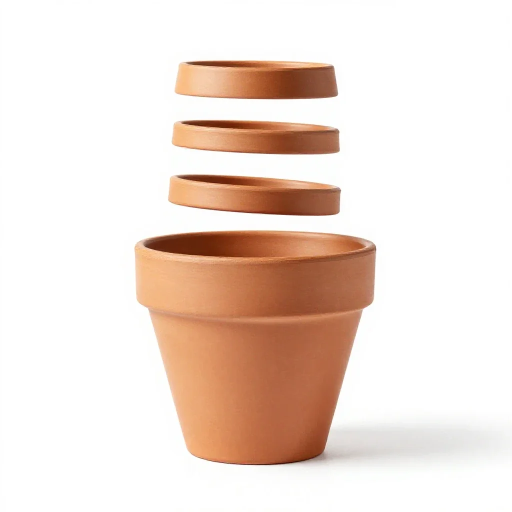 Terracotta plant pot isolated on a white background