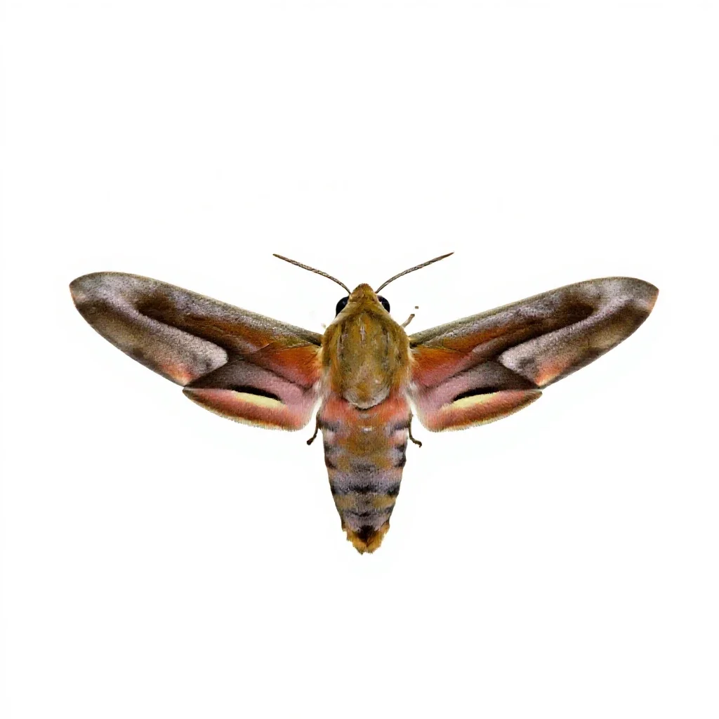 Hawk moth in flight isolated on a white background