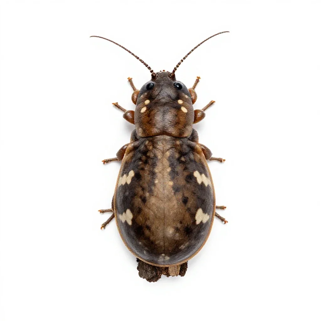 Weta on bark isolated on a white background