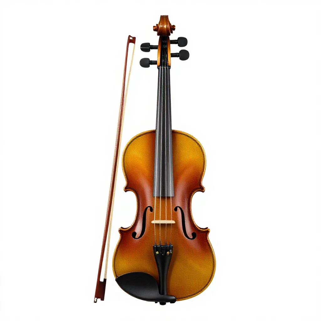 Violin with a bow isolated on a white background