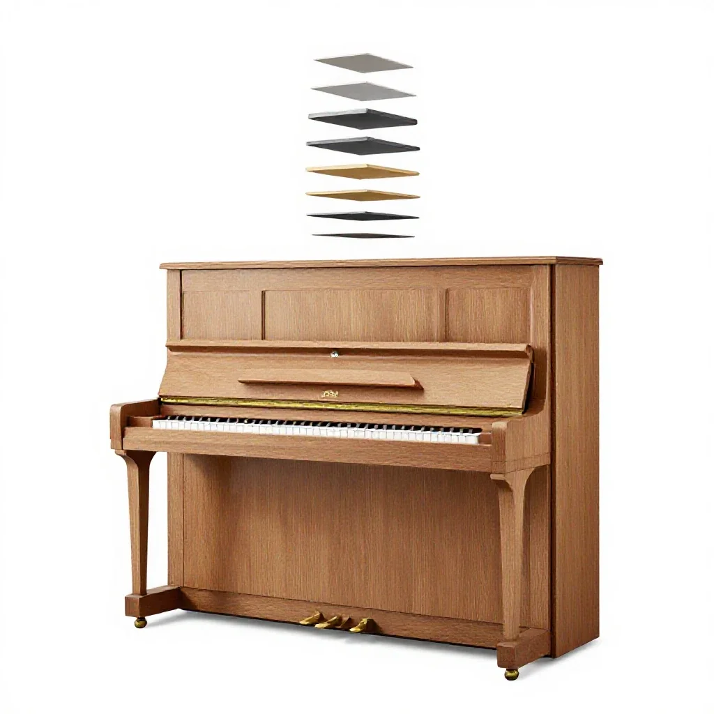 Upright piano isolated on a white background