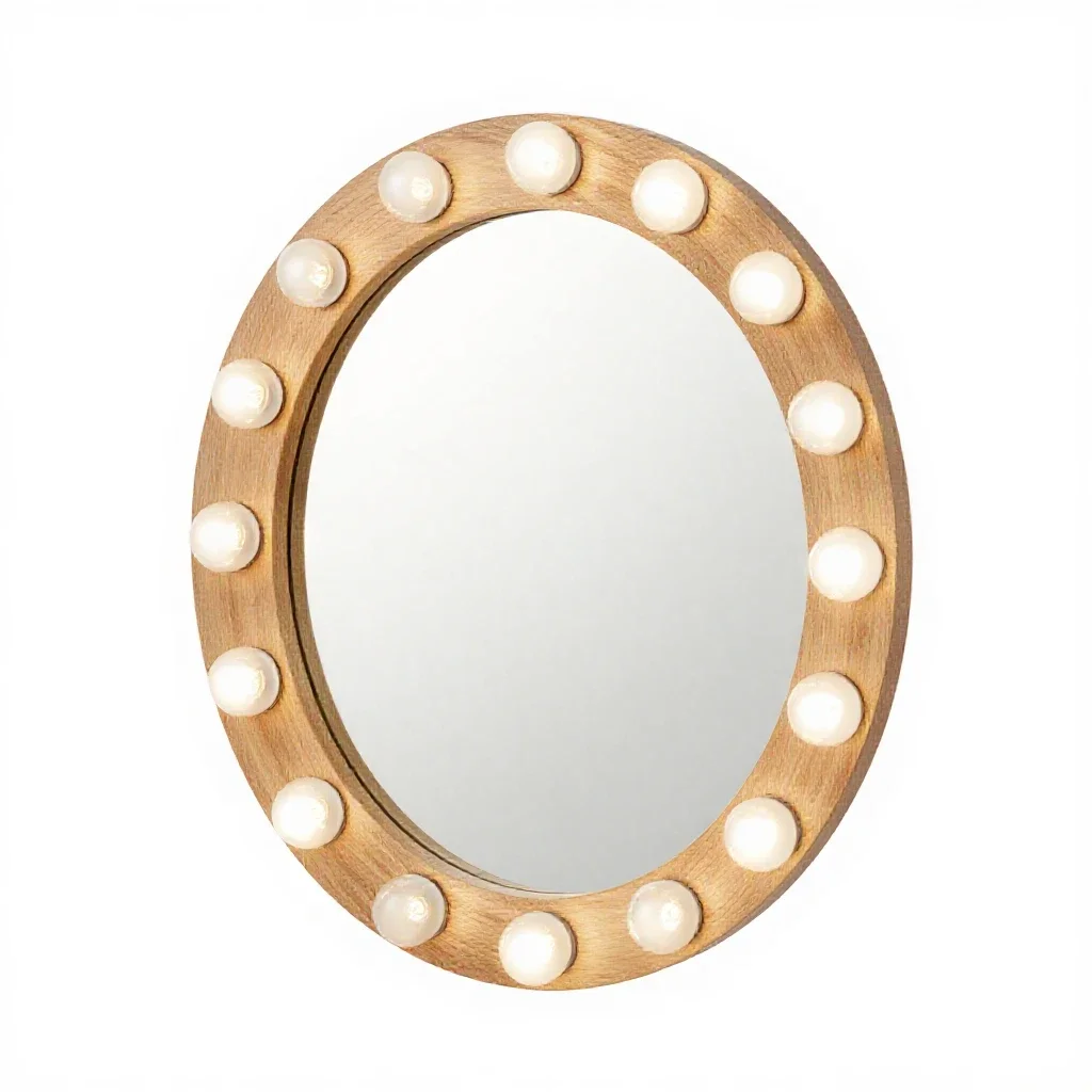 Mirror with bulb surround isolated on a white background