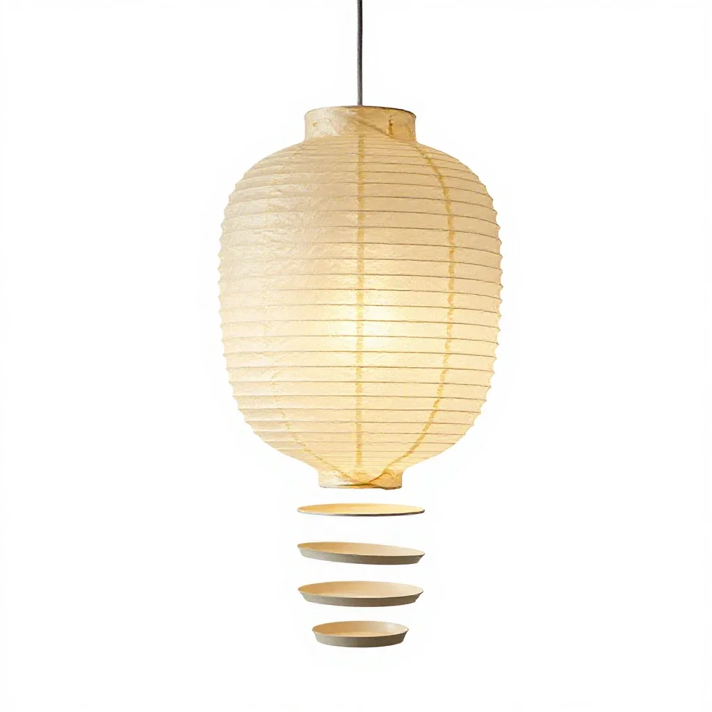 Paper lantern pendant isolated on a white background