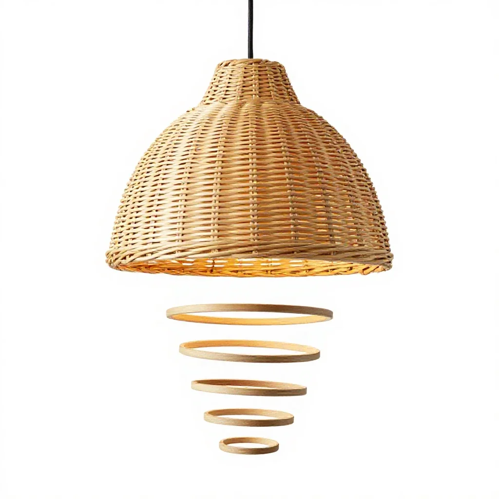 Rattan pendant shade isolated on a white background