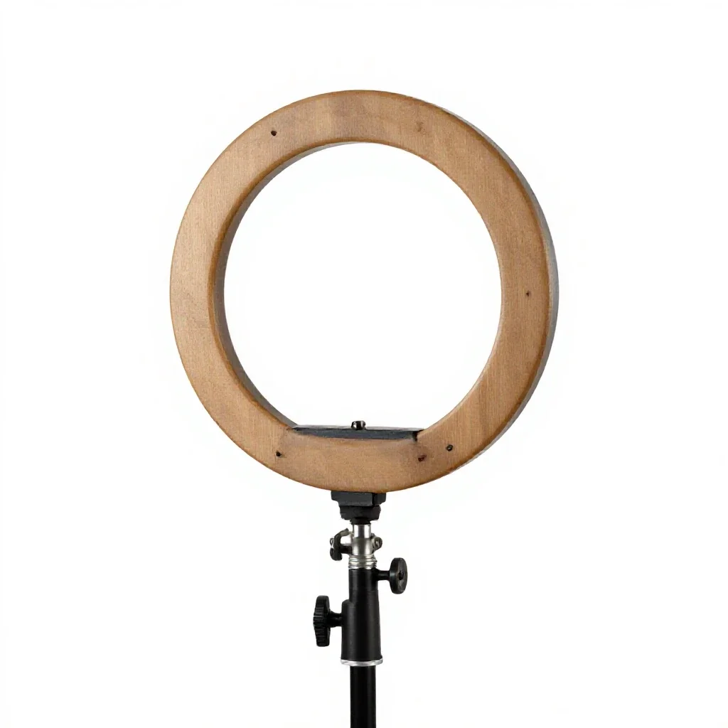 Ring light on a stand isolated on a white background