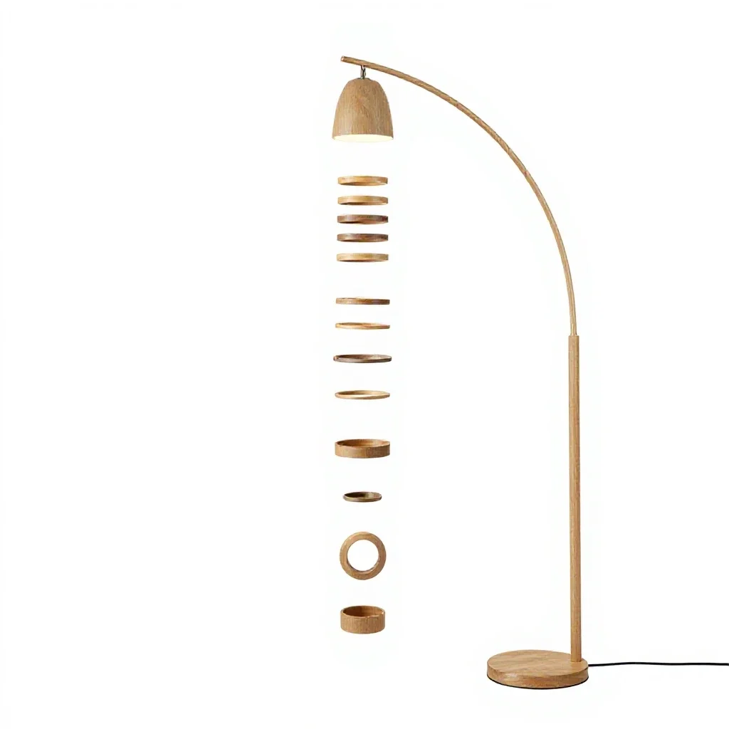 Arc floor lamp isolated on a white background