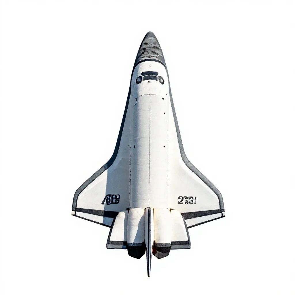 Space shuttle orbiter isolated on a white background