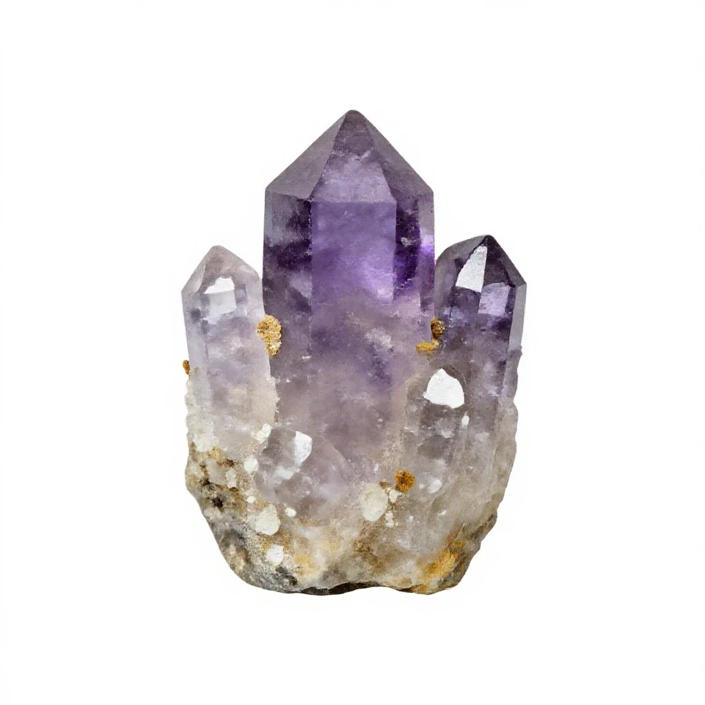 Fluorite cluster isolated on a white background