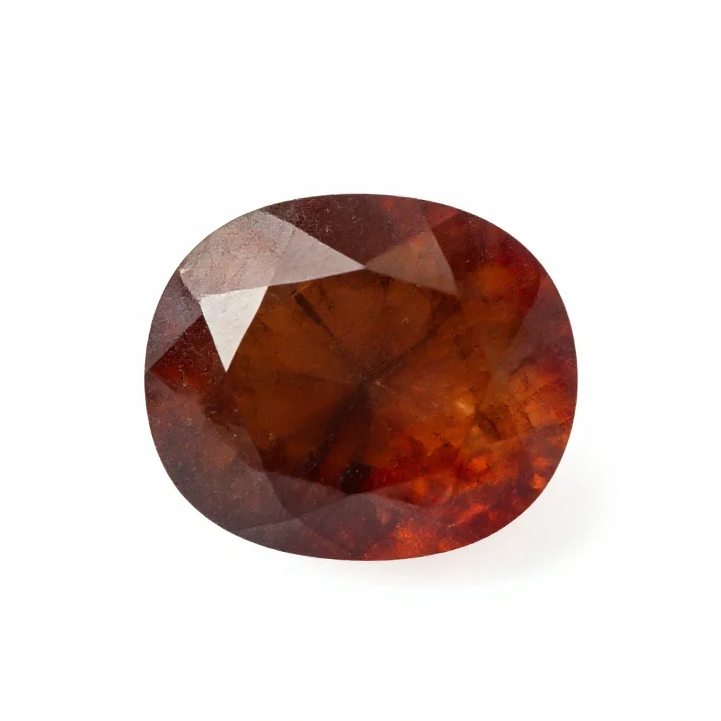 Garnet in matrix isolated on a white background