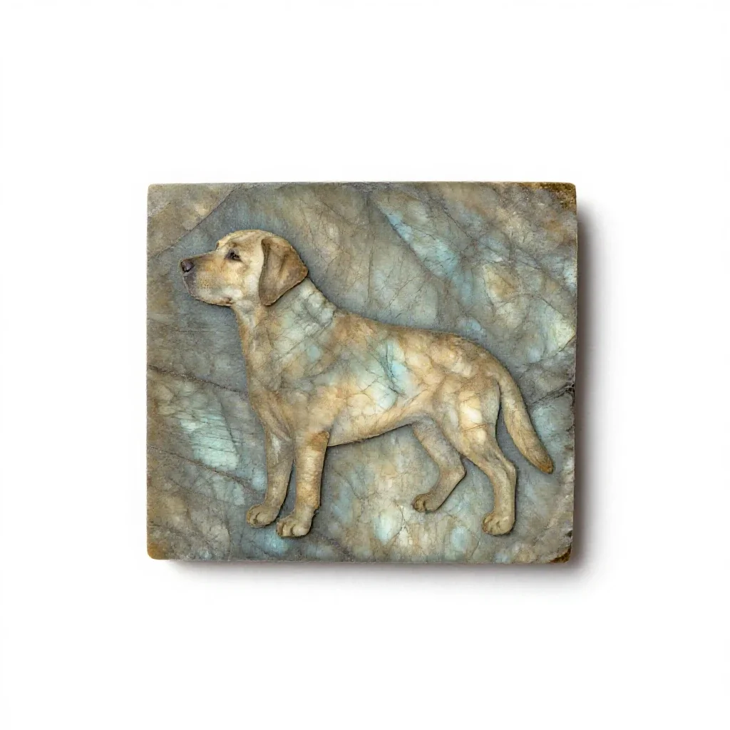 Labradorite slab isolated on a white background
