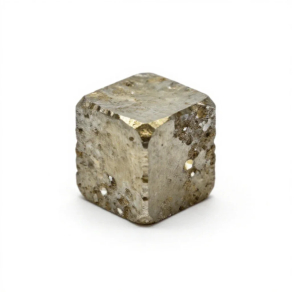 Pyrite cube isolated on a white background