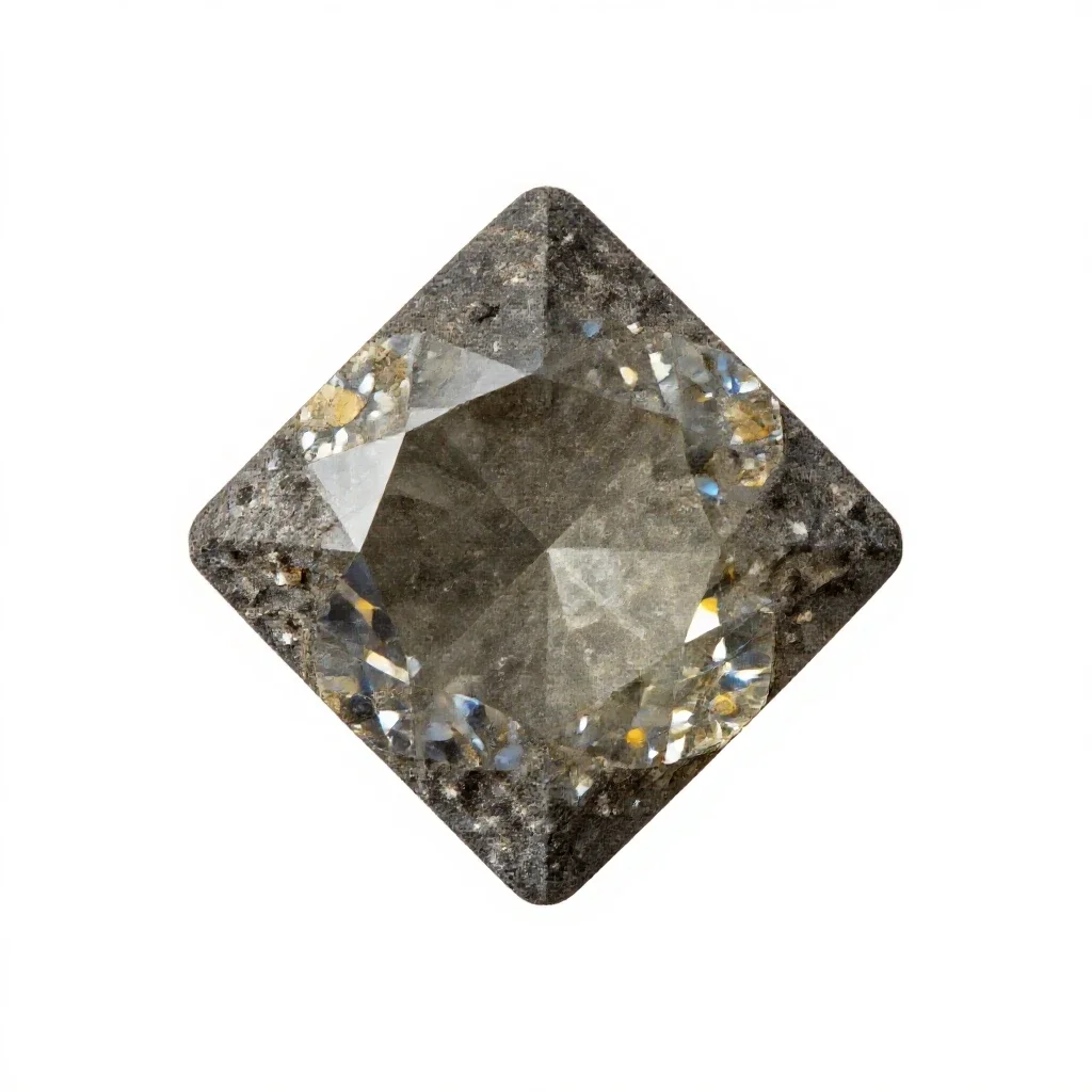 Raw diamond in kimberlite isolated on a white background