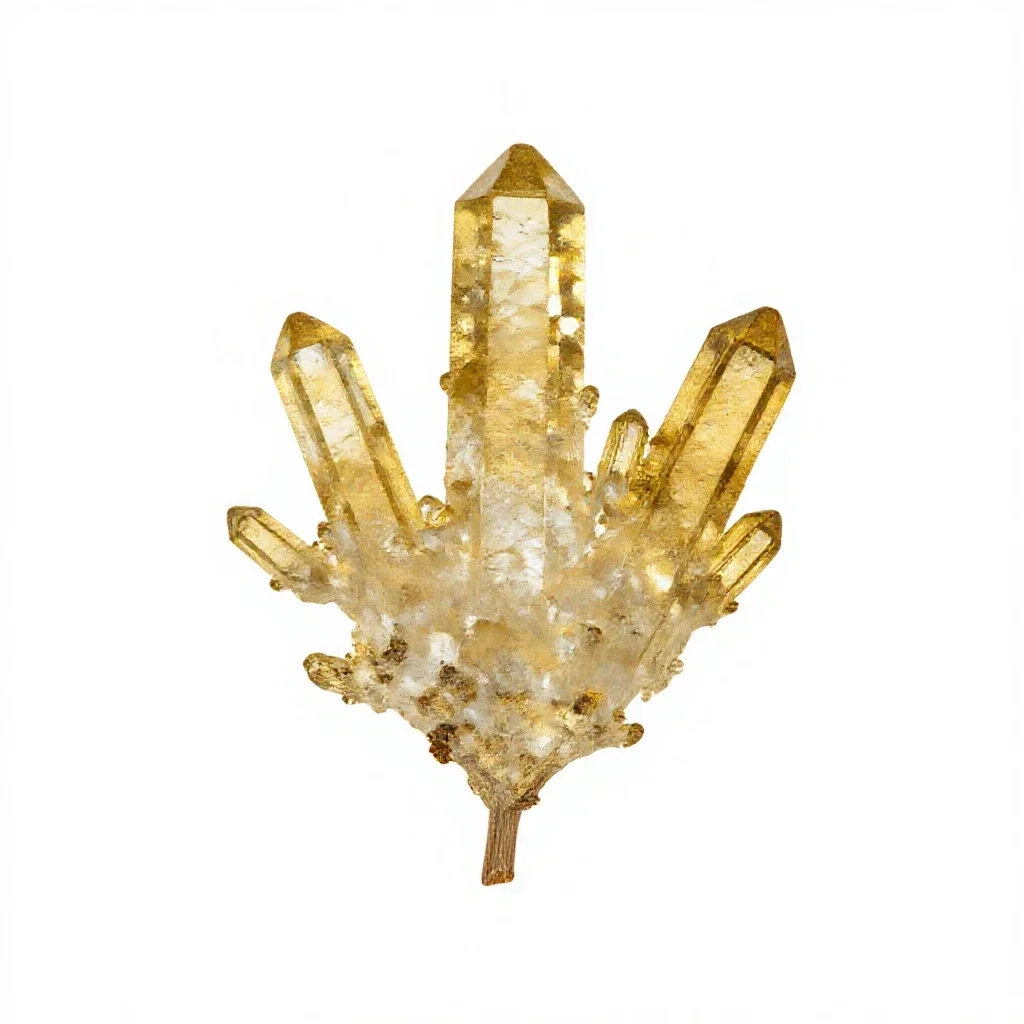 Vein of gold in quartz isolated on a white background
