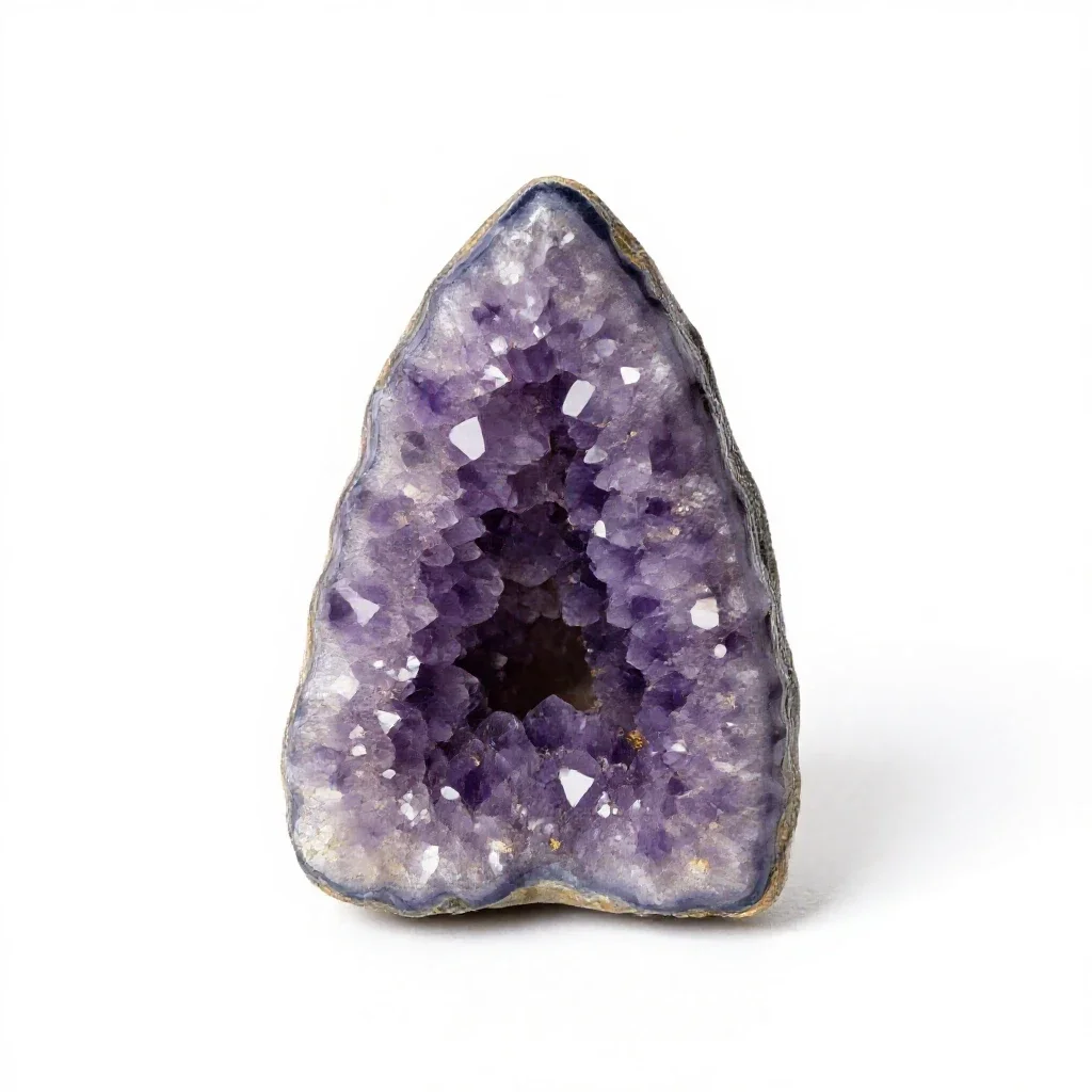 Amethyst geode half isolated on a white background