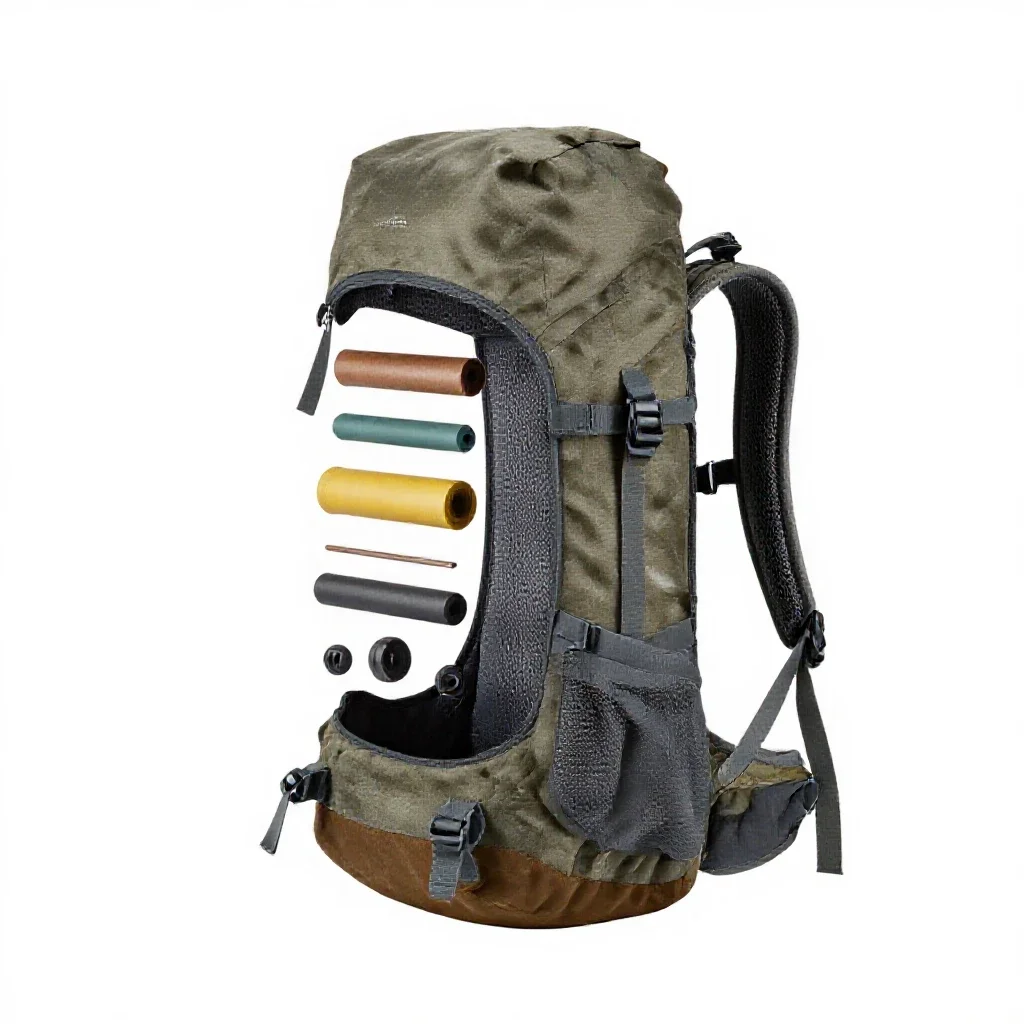 Camping backpack isolated on a white background