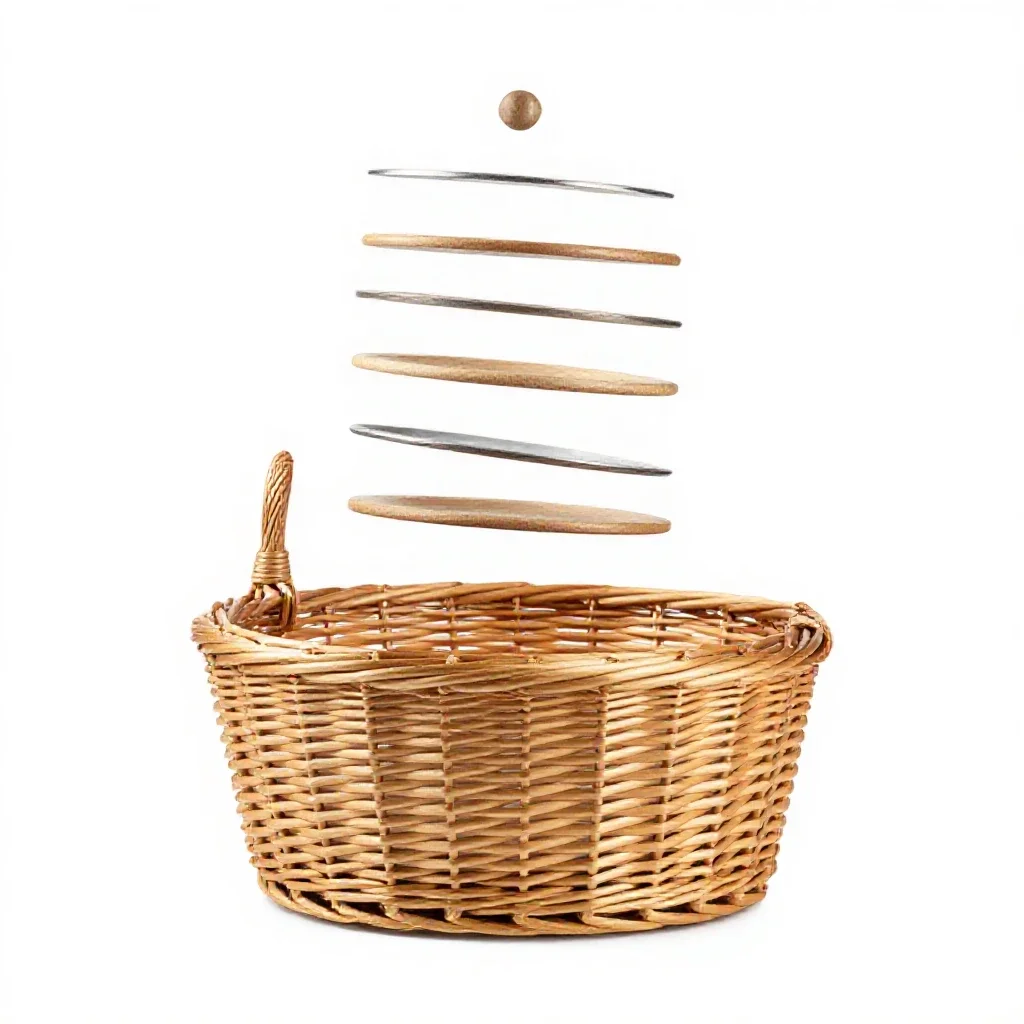 Picnic basket isolated on a white background