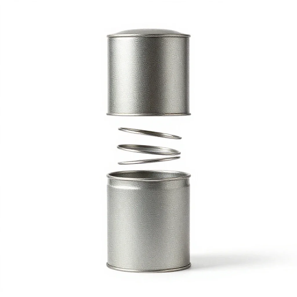 Cylindrical tea caddy tin isolated on a white background