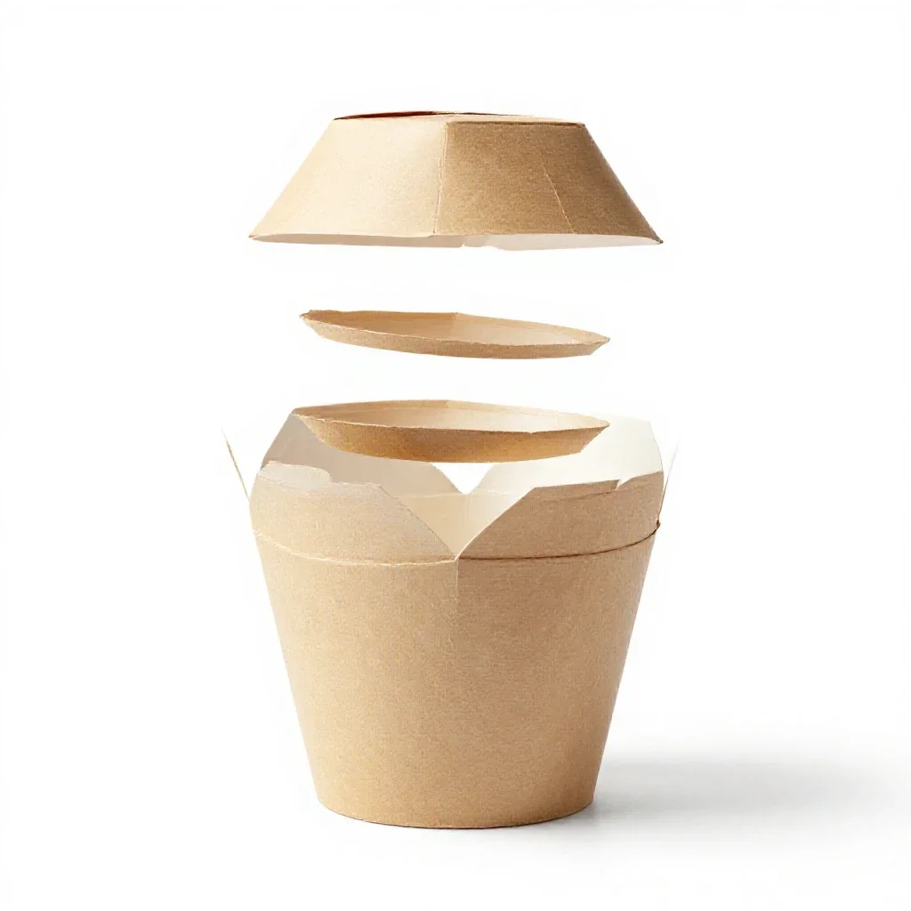 Folded takeaway noodle box isolated on a white background
