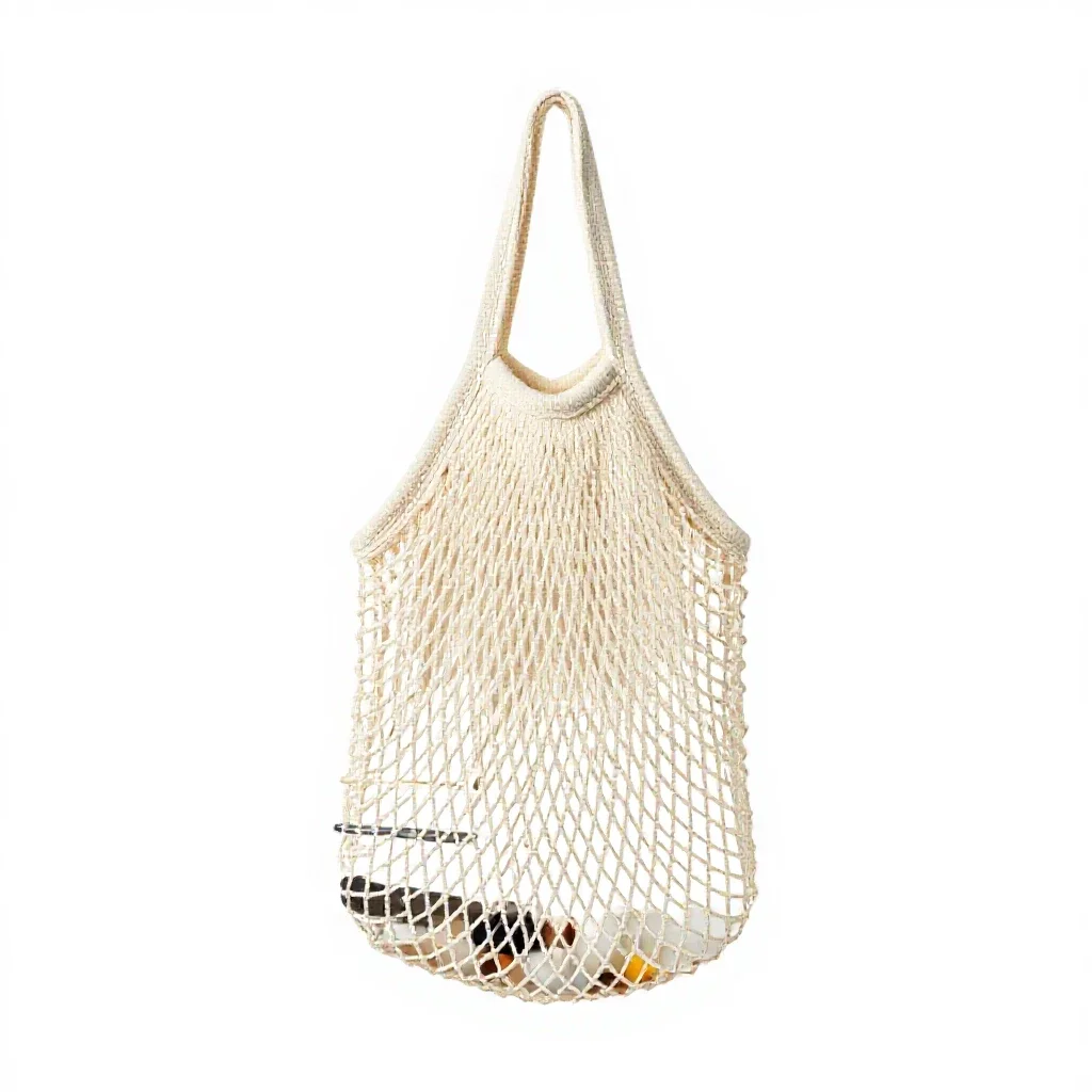 Mesh produce bag isolated on a white background